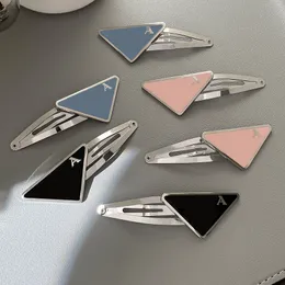 New Style Luxury Designer Triangle Hair Clips with Stamp Women Girl Triangle Letter Barrettes Fashion Brand Hair Accessories High Quality Gift barrette