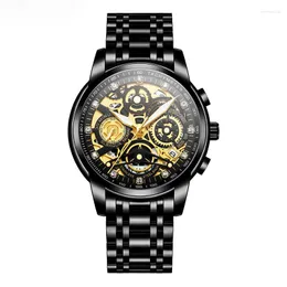 손목 시계 럭셔리 남성 쿼츠 시계 골드 실버 파인 스틸 벨트 손목 시계 남성 여성 빛나는 생물 방수 시계 reloj