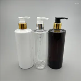 Lagringsflaskor 400 ml x 15 Clear White Brown Shampoo Pet med anodiserad aluminiumlotion Pump Tom personlig vård Likvätes tvålbehållare