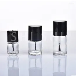 저장 병 5 PCS 유리 캡 및 브러시 여행 바이알이있는 투명한 유리 매니큐어 빈 화장품 용기 5ml 10ml 15ml