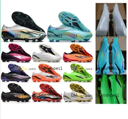 Gift Bag Mens Soccer Boots X Speedportal FG Laceless Football Shoes For Mens Pink Orange Black Red Purple White Green Blue Soft Leather Electroplate Soccer Cleats