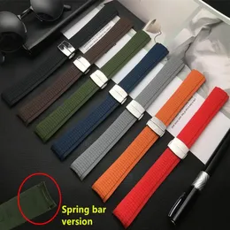 21mm Black Red Green Silicone in gomma in gomma Canda per cinghia per Aquanaut Series 5164A 5167A Watch Band Spring Bar181Y