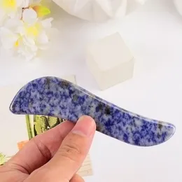 Natural Sodalite Jade Stone Gua Sha Skin Massager för Face Body Beauty Health Spa Health Product S Shape Guasha Scraper Anti Aging Wrinkle Draw