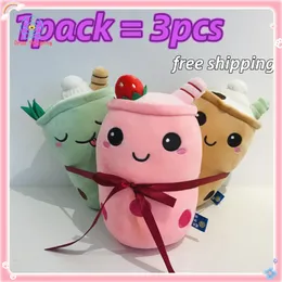 Плюшевые куклы 3PCS / Set Packs Оптовая Боба Плюшевые игрушки Panda Rabbit Bubble Tea Фаршированные животные Plushie Pillow Kid Gift Soothe Doll Dropshipiing 230227