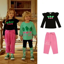 T Shirts Koreli Çocuk Tişört Pantolon 2023 İlkbahar Yaz Çocuk Kıyafetleri Kız Kız Kız Kak Fazları Üst Tayt Giyim 230228