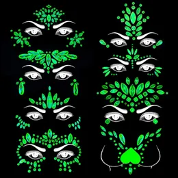 Temporary Meredmore 8Sets Noctilucent Face Gems Body Stickers Glow In The Dark Luminous Jewels Fluorescent Crystals R Dhmbc