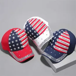 Rivet Caps 3Colors President Hats Making America Great Diamond Bling Flag Baseball Cap Travel Sun Hat Unisex 45452