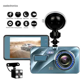 Uppdatera J16 bilvideoinspelare DVR bakvy Dual Lens 1080p 4 "Full HD Dash Camera Cycle Recording G-Sensor Dash Cam Recorders Dashcam Car DVR