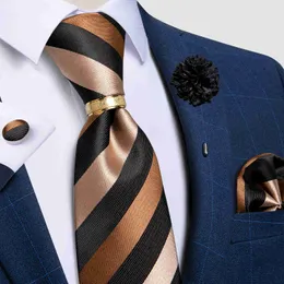 Ties cravatte classiche cravatta da uomo a strisce nera marrone Brunzione per 8 cm Larghezza per uomini Accessori per matrimoni Regalo per uomini per uomini Dibangu J230227