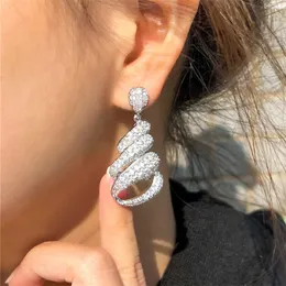 Luxury Charm AAA Cubic Zirconia Gold Snake Shape Diamond Designer Earring for Woman Party Copper Plated Silver South American Bride Wedding Dangle Earrings Gift