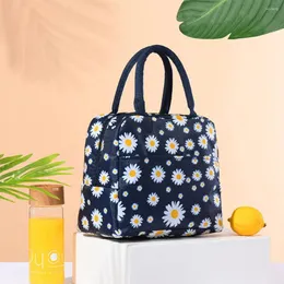 Förvaringspåsar Portable Lunch Box Bag Waterproof Fabric Thermal Food Cooler Flower Isolated Picnic Tote Multifunktion