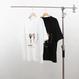 メンズTシャツとレディースショートスリーブのTシャツボクサーレタープリントコットンルーズアンドカジュアルティー