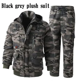 Men's Tracksuits Men's suit thickened velvet cashmere camouflage thermal insulation windproof work clothes construction machinery labor protection Z0224