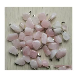 CAR DVR CHARMS POCHEOUSALE Mixed Irregar Natural Stone Blue White Crystal Rose Quartz Pendants For Jewelry Making Drop Leverans Findings Compone Dhdwe
