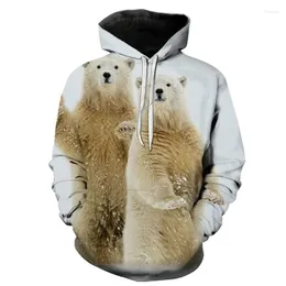 Herrtröjor 2023 Autumn and Winter Funny Cute Animal 3D Printing Fashion Trend Top Selling Russian Bear Hoodie Sweatshirt
