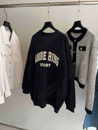 Anine Bing City 여성 풀 오버 스웨트 셔츠 새로운 자수 편지 버스트 양털 스웨터 인쇄 둥근 목 암컷 면화 모션 전류 29ss