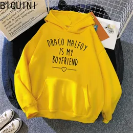 Kadın Hoodies Sweatshirts Draco Malfoy benim erkek arkadaşım mektup baskı harajuku kadınlar bahar gündelik moda sokak kıyafetleri wram pembe üstler 230228