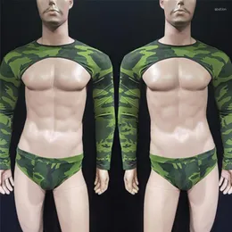 Stage Wear Nightclub Bar Male Gogo Dancer Performance Camouflage Sexig kostym Pole Dance Hip Hop Costumes Rave Outfits Dwy7305