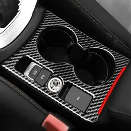 Für Audi Q3 2013-2018 Kohlefaserauto-Aufkleber und -Delikte Wasserbechhalter Rahmenabdeckungsverkleidungsstreifen Aufkleber Getriebe Dekoration254m