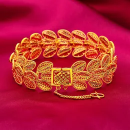 Catena larga da 20 mm di spessore per bracciale da donna, design a forma di grano, regalo di gioielli di moda classici in oro giallo massiccio 18 carati