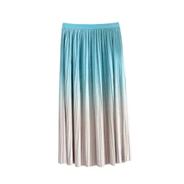 2023 Весеннее летняя эластичная юбка для талии Градиент Цвет Чистого цвета