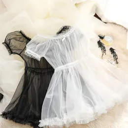 Другие трусики женщины прозрачные кружевное белье набор черного белого прекрасного сна носить сексуальную милую принцессу ночную одежду для сна лолита эротический кролик 230228