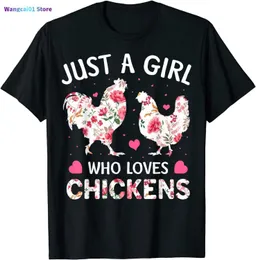 Men's T-Shirts a Girl Who Loves Chickens Cute Chicken Flowers Farm T-Shirt Cotton Tops Tees Custom New Design Top T-shirts 0301H23