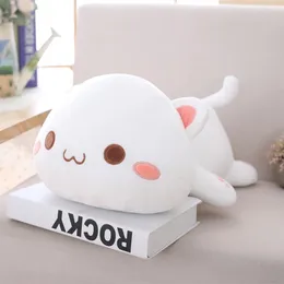 Plush Dolls 35-65cm Soft Cat Plush Toy Kawaii Lying Cat Big Hugging Pillow Cute Raccoon Dolls Stuffed Lovely Animal Pillow Gift For Girls 230227