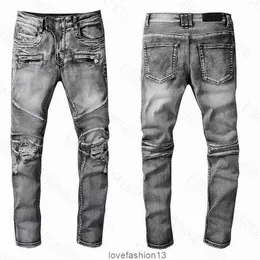 2023 Mens Designer Jeans pantaloni scozzesi Distressed Strappato Slim Fit Motociclisti Denim per s Moda Mans Pantaloni neri Pour Hommes