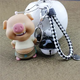 Keychains Cute Pig Llavero Keychain Auto Key Chains Ring Bell Trinket Swine Porte Clef för biltangentare Kvinnorsinnehavare Pendant Gift