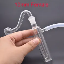 MINI MINI Clear Shisha Glass Dab Rig Water Bong Rohr mit 10 mm männlicher Rauchölschale und Silikonschlauch