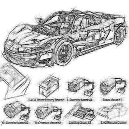 1対8比13090テクニックシリーズマクラーレンP1オレンジレーシングカーセットアプリRCモデルビルディングパワーモーター機能おもちゃ20087181H