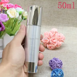 Parfümflasche Silber Airless Flaschen Vakuumpumpenflasche für Kosmetikbehälter 100 teile/los 15 ml 30 ml 50 ml