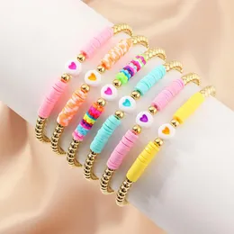 Pulseiras de link cadeia Romad Romad Colorful Polymer Clay Discs Bracelet Women