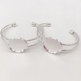 Bangle 2 PCS Bezel Blank Bracelet For Women Fit 1Inch Round Cabochon Adjustable Jewelry Accessories