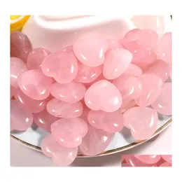 car dvr Stone Natural Pink Crystal Rose Quartz Ornaments Carved 20X8Mm Heart Craft Chakra Reiki Healing Mineral Tumbled Gemstones Hand Home Dhbrf
