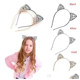 Accessori per capelli Donna Ragazze Hoop Glitter Crystal Metal Rhinestone Cat Ear Fascia per capelli Fascia per capelli Costume Party Dressup Hairbands Drop De Dhmqc