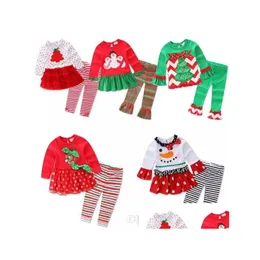 Roupas Defina a nova marca 2pcs Toddler Infant Recém -nascido Natal Meninas Meninas Roupa Corpo Aquecedores de Corpo Roupas de Papai Noel Delive Delive Dhvt3