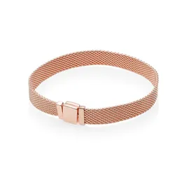 Pulseira de malha de charme de estilo rosa de ouro rosa para jóias de festa de prata esterlina para homens para homens, namorada designer de presentes para casais de pulseiras com caixa original