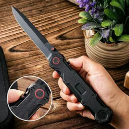 OFERTA ESPECIAL H2901 Assistido Open Tactical dobring Knife D2 Blade de revestimento preto G10 com alça de folha de aço Facas de bolsa aberta rápida com bolsa de nylon