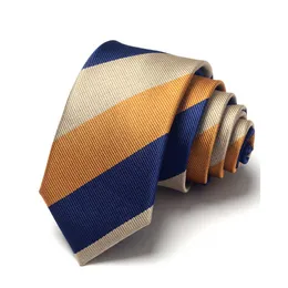 Pescoço laços de 6 cm laços esbeltos para homens designers marcar negócios de casamento formal calcktie moda casual amarelo azul masculino com caixa de presente j230227