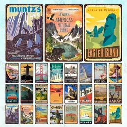 Vintage Famous City Landscape Metal Tin Signs Posters Itália França Grécia Hawaii Retro Tin Placa de placa de metal Decoração de parede de metal Placas 30x20cm W03