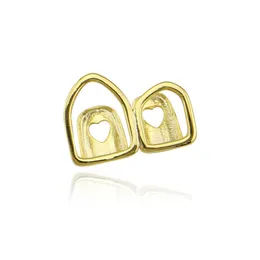 Klassiker 18k Gold Grillz Single Hollow Heart Cross Sternmund Zahnobertboden Zahnzähne Grill Hip Hop Mode Fein Schmuck