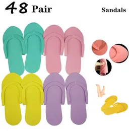 Slippers 48 Pairs Disposable Slippers Portable Travel Foam Shoes Eva Sandals Beach Spa Flip Flop Hotel Nail Salon Pedicure Tools Z0215