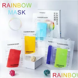 Other Skin Care Tools 5Pcs/Box Five Color Rainbow Facial Mask Mtieffect Moisturizing Brightening Colorf Masks Set Face Drop Delivery Dhns0