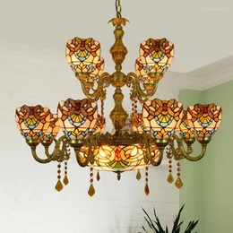 Lampy wiszące barokowa Tiffany żyrandol vintage El Bar Lights