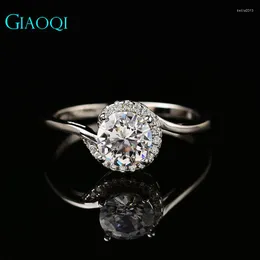 Cluster Rings GIAOQI S925 Sterling Silver 1 Round Excellent Cut D Color Diamond Moissanite Meet Love Wedding Ring For Female Jewelry