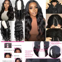 nxy Cheap v Part Wig Human Hair Body Wave Upgrade u Part Wig No Leave Out Glueless Malaysian Human Hair Wigs for Women Pre Plucked 230206