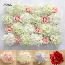 Decorative Flowers 9pcs Hydrangea Flower Heads Artificial Wall Silk Fake For Home Wedding Background Decoration