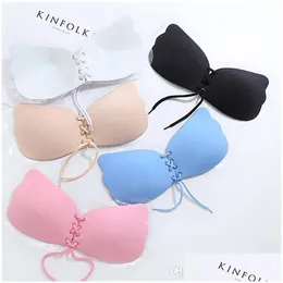 Breast Pad Women Self Adhesive Strapless Bras Stick Gel Sile Push Up Invisible Bra Female Fashion Solid Color Lingerie Drop Delivery Dh9Lo